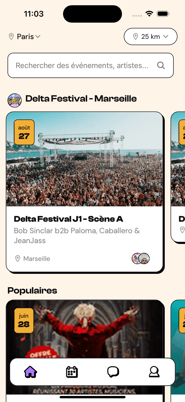GoConcert app - recherche de trajet