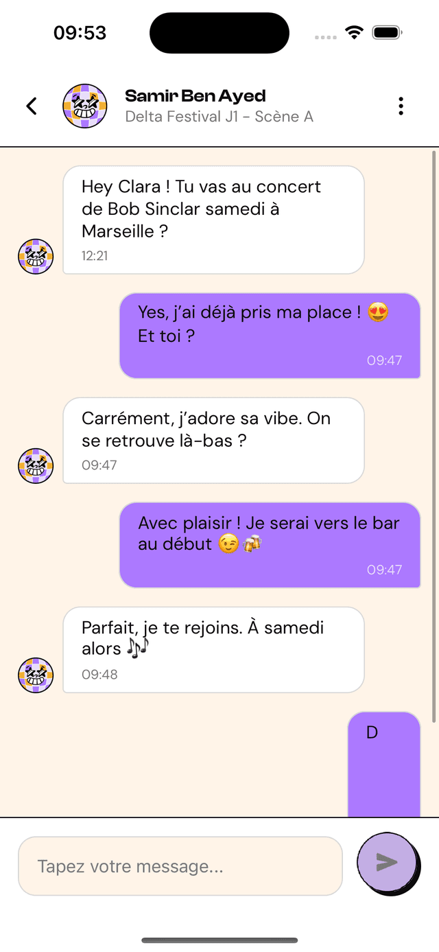 GoConcert app - messagerie